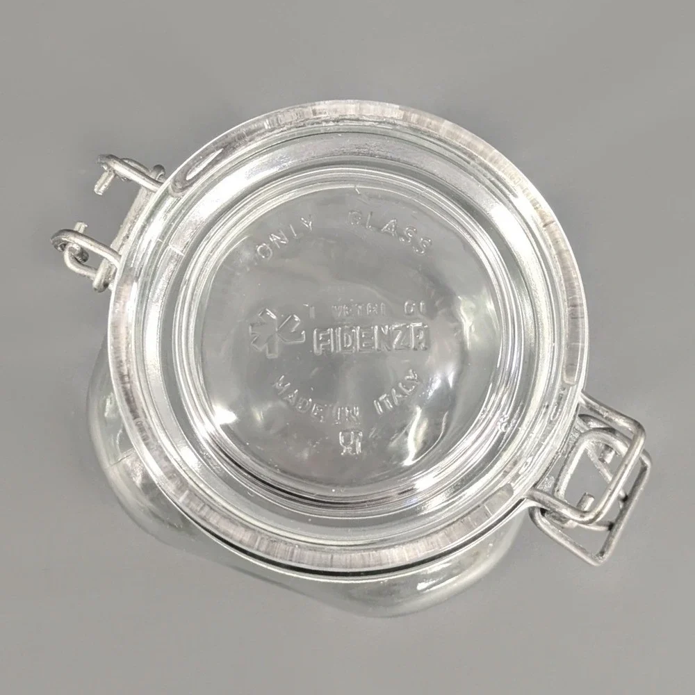Fidenza Vetraria Italy Clear Glass Hermetic Jar Wire Bail Swing Top 6.5in